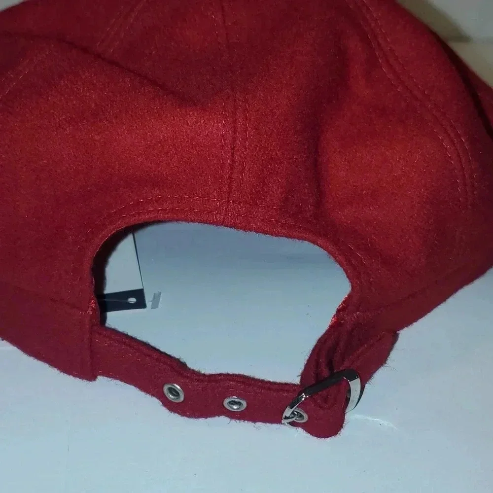 BETMAR RED WOOL ADJUSTABLE CAP BERET WITH FLOWER NWT